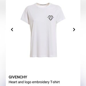 GIVENCHY Heart-Embellished Logo-Graphic Short-Sleeve Tee. White. Size M. EUC